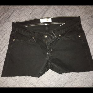 Black denim shorts